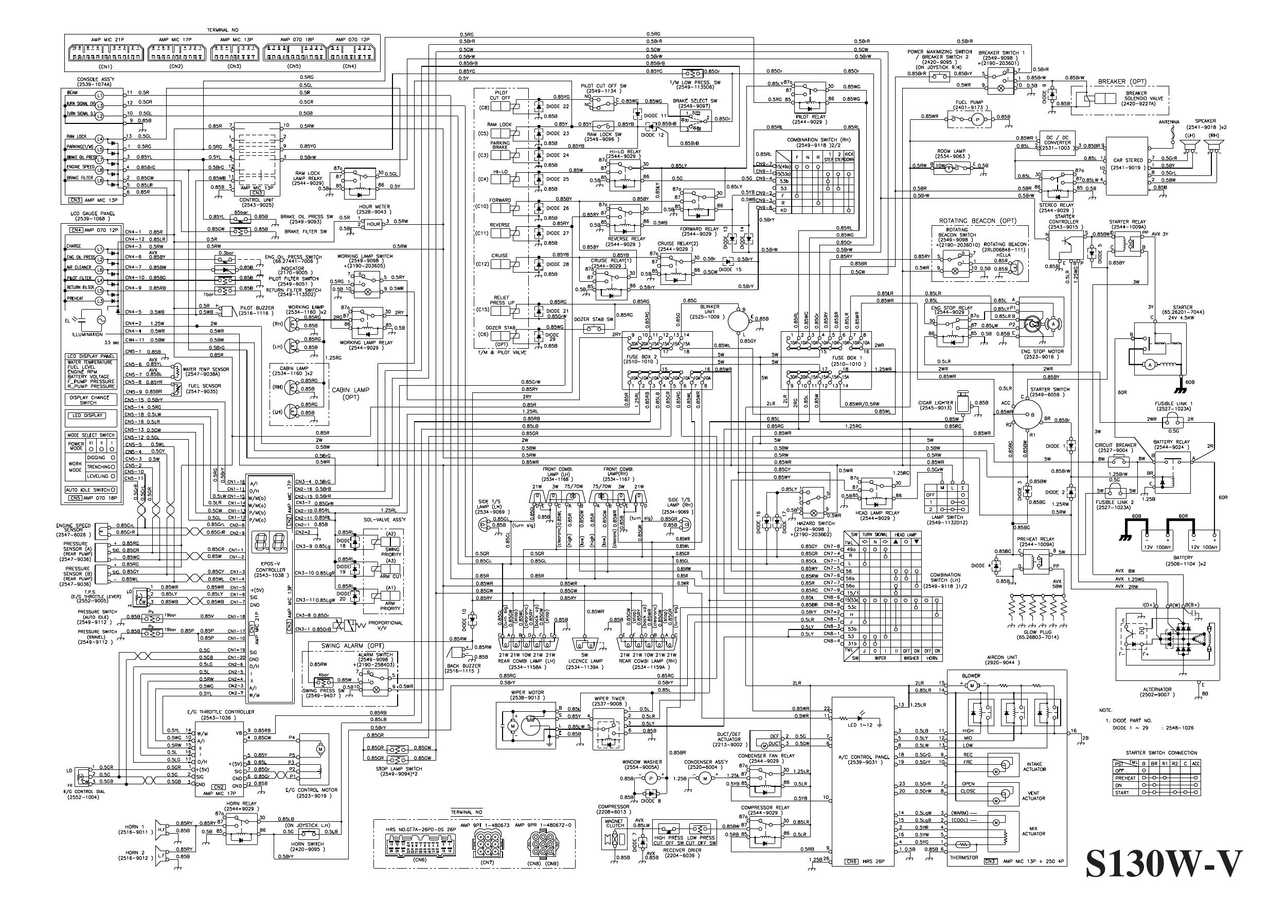 S130W-V ELECTRICAL CIRCUIT DIAGRAM Schematic Daewoo Doosan